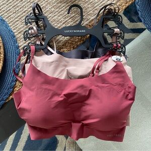 LUCKY BRAND Laser Lounge Women's Bra Set - Burgundy, Blush & Grey 3-Pack! 🍀